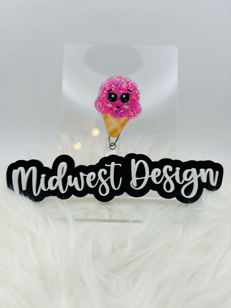 Cubby Ice Cream Cone Badge Reel