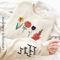 Custom Birth Month Birth Flower Sweatshirt, Christmas Gift for Her, Gift for Mom, Plant Mama Gift, Gift for Grandmother, Cute Flower Shirt